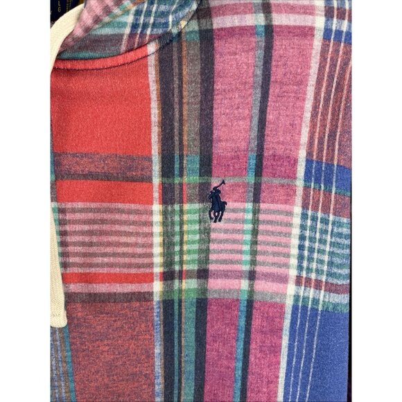 Polo Ralph Lauren Plaid Multicolour Hoodie Girls Size L or Women's M - Picture 2 of 9